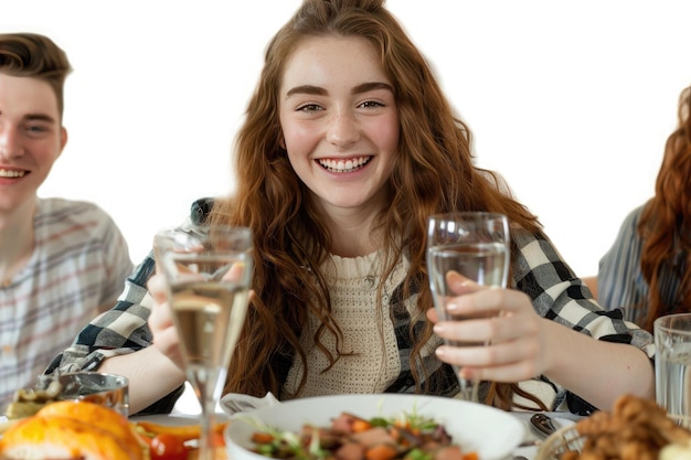 Uśmiechnięci ludzie przy stole